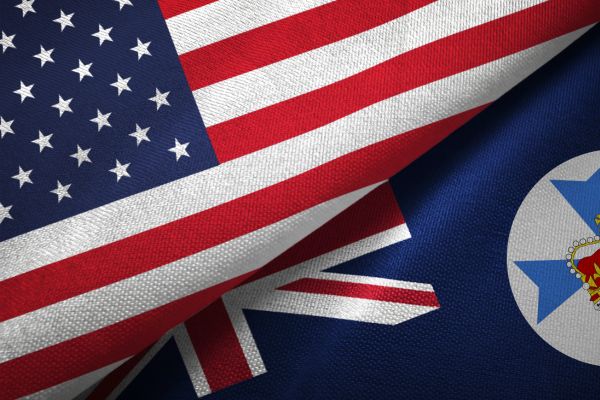 US and Queensland Flags