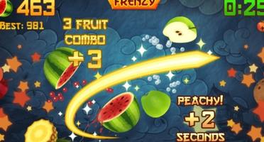 Graphic displaying digital content of the Halfbrick Fruit Ninja mobile game.