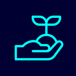 Icon of hand holding growing plant illustrating natural resources.