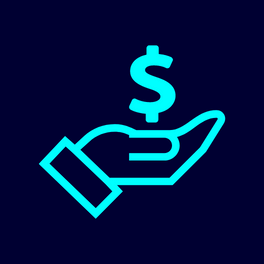 Icon of hand receiving money illustrating investment.